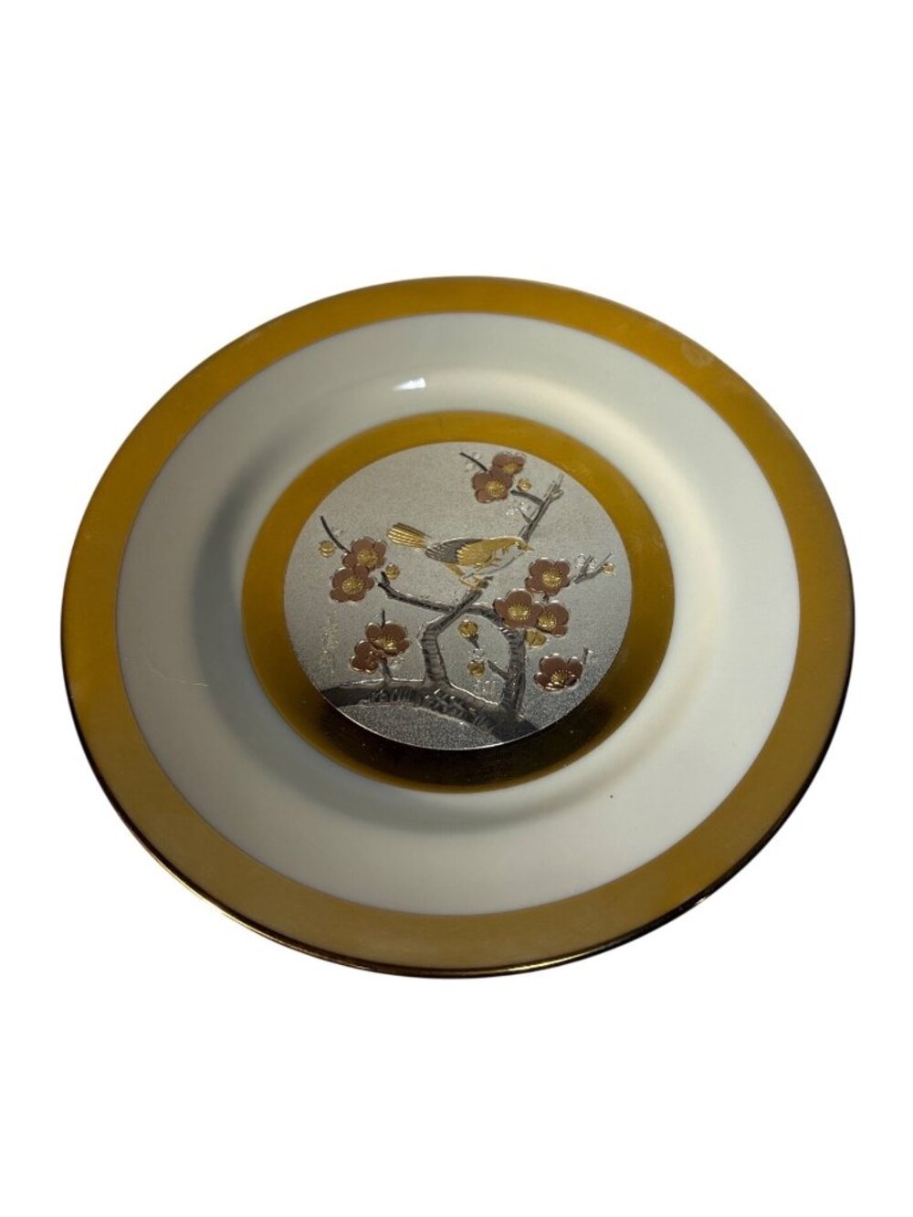 Chokin Limited Edition Plate Yoshinobu Hara Bird Cherry Blossom 6.25" Japan 1983